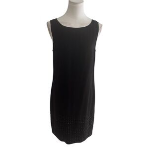 Trina‎ Turk Black Sheath Mini Dress Scoop Neck Sleeveless Stud Bead Detail sz 6